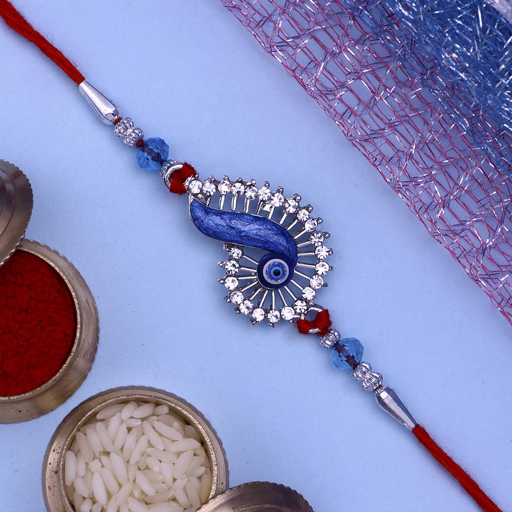 Mahi Combo of Om and Evil Eye Rakhi with Crystals and Meena Work Rakhi for Bhaiya / Brother (RCO1105432R)