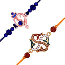 Mahi Combo of Ganesha and Swastik Rakhis with Meenakari Work Crystals and Rudraksha for Bhaiya (RCO1105533M)