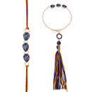 Mahi Water Drop Monatana Blue Crystal Rakhi Combo for Bhai and Bhabhi (RCOL1105336M)