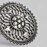 Kord Store Beautiful Round Shape Silver Oxidised Finger Ring