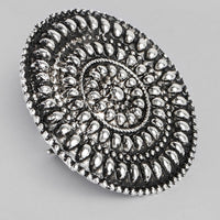 Kord Store Latest Round Shape Silver Oxidised Finger Ring