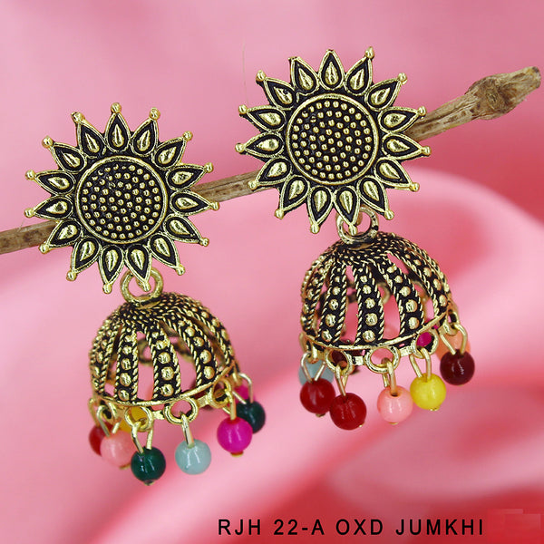 Mahavir Antique Gold Plated Jhumki Earrings