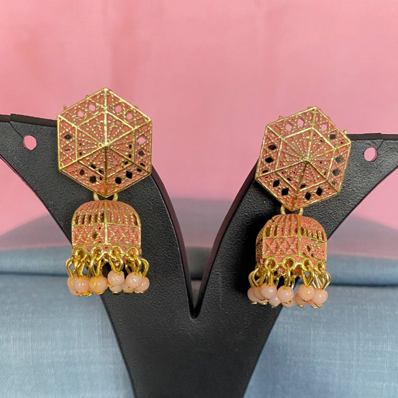Mahavir Antique Gold Plated Meenakari Jhumki Earrings