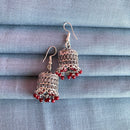 Mahavir Silver Plated Meenakari Jhumki Earrings