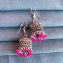 Mahavir Silver Plated Meenakari Jhumki Earrings