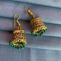 Mahavir Gold Plated Meenakari Jhumki Earrings