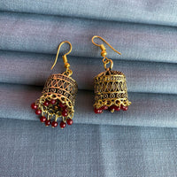 Mahavir Gold Plated Meenakari Jhumki Earrings