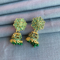 Mahavir Gold Plated Meenakari Jhumki Earrings
