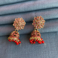 Mahavir Gold Plated Meenakari Jhumki Earrings