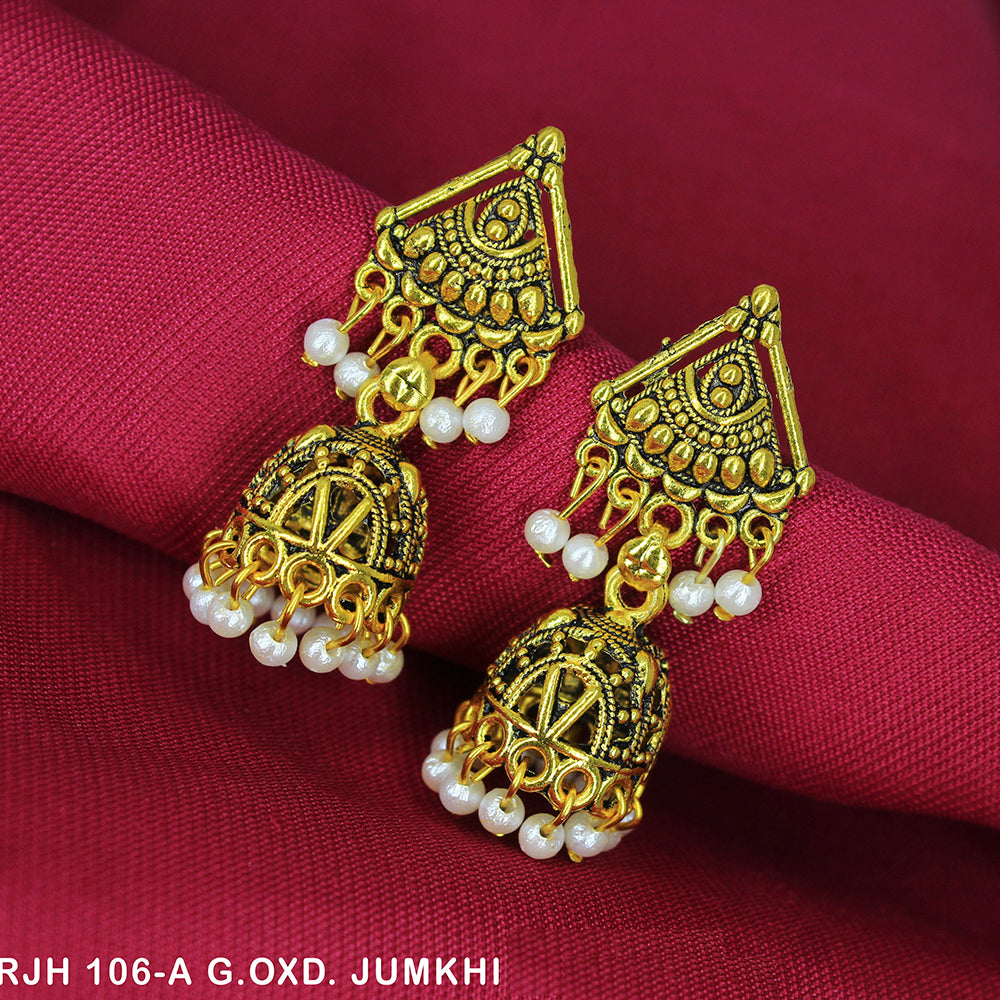 Mahavir Gold Plated Beads Jhumki Earrings