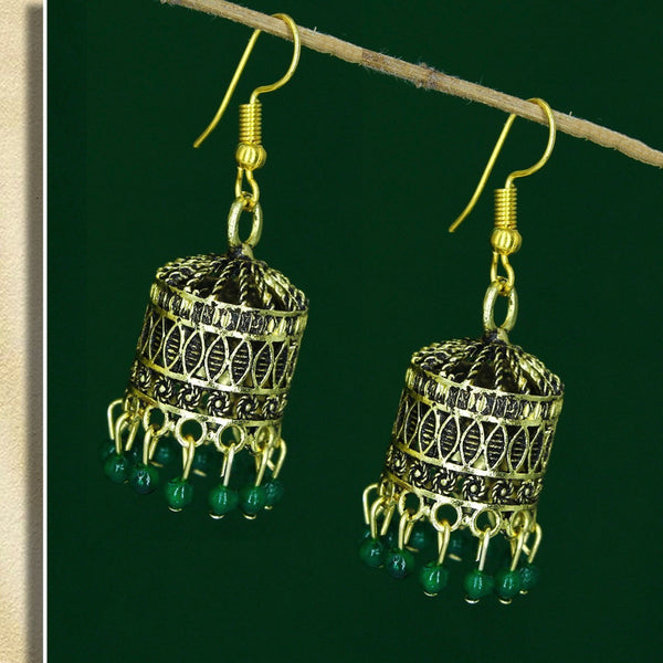 Mahavir Antique Gold Plated Jhumki Earrings 