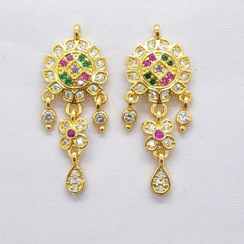 Raiyaraj Gold Plated American Diamond Micro Plating Pack of 3 Dangler Earrings