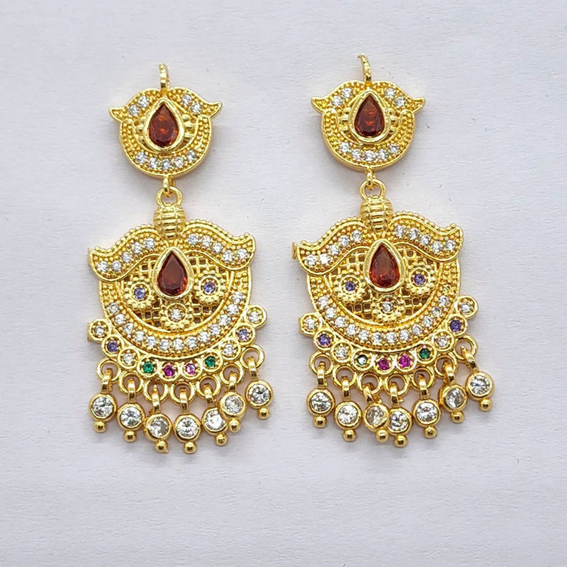 Raiyaraj Gold Plated American Diamond Micro Plating Pack of 3 Dangler Designer Earrings