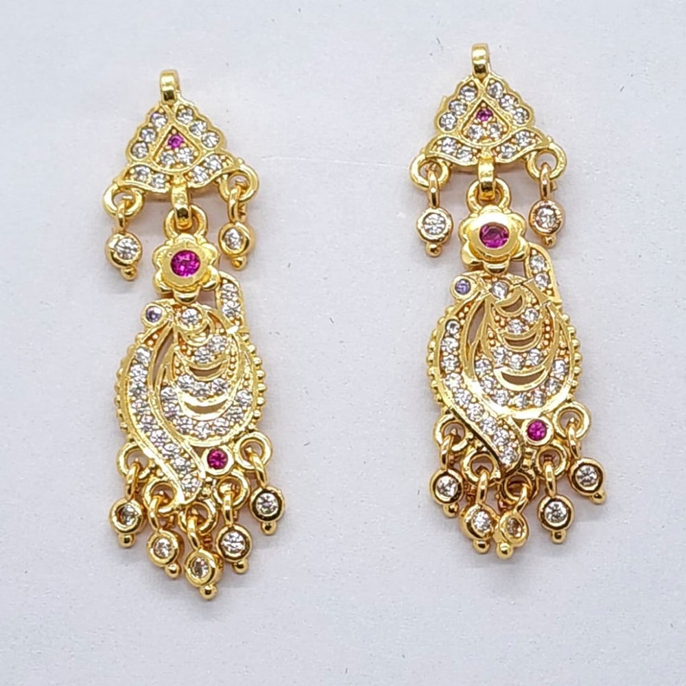 Raiyaraj Gold Plated American Diamond Micro Plating Pack of 3 Dangler Designer Earrings