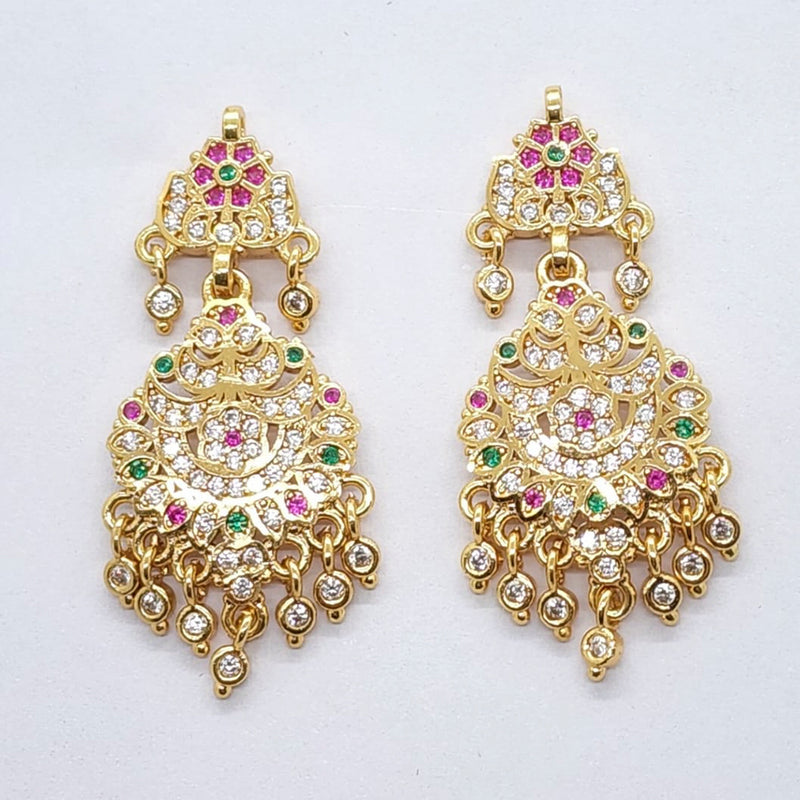 Raiyaraj Gold Plated American Diamond Micro Plating Pack of 3 Dangler Designer Earrings