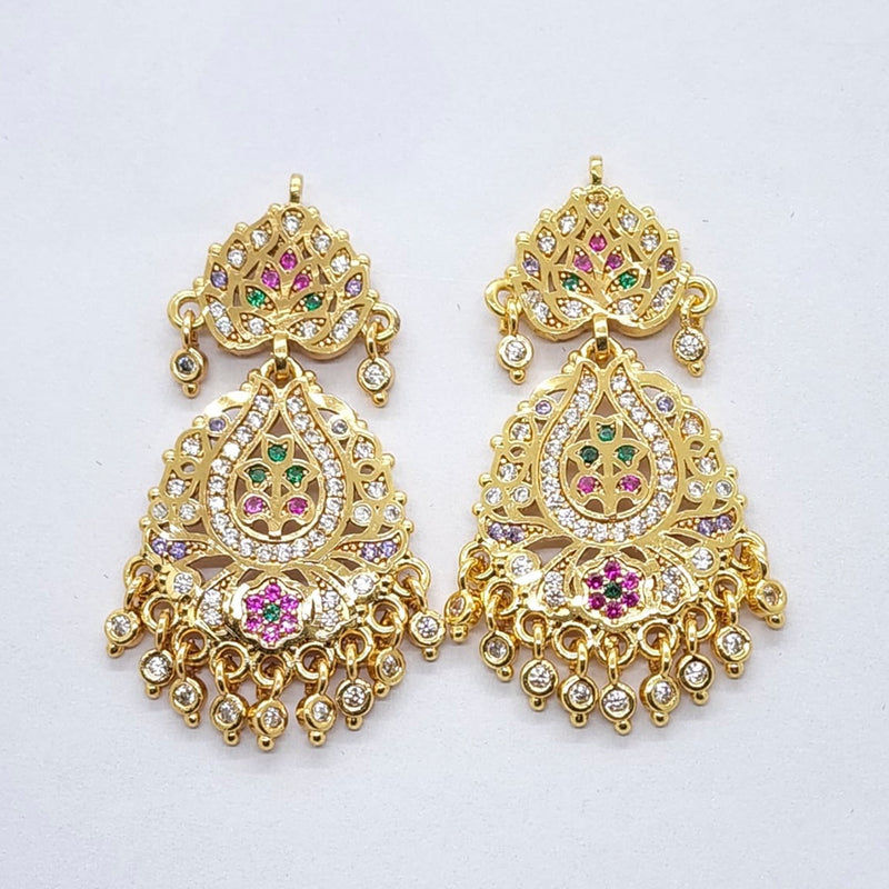 Raiyaraj Gold Plated American Diamond Micro Plating Pack of 3 Dangler Designer Earrings