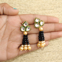 Beadsnfashion Glass Crystal Beaded Kundan Choker Set Black