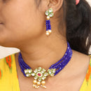 Beadsnfashion Glass Crystal Beaded Kundan Choker Set Blue