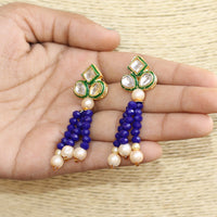 Beadsnfashion Glass Crystal Beaded Kundan Choker Set Blue