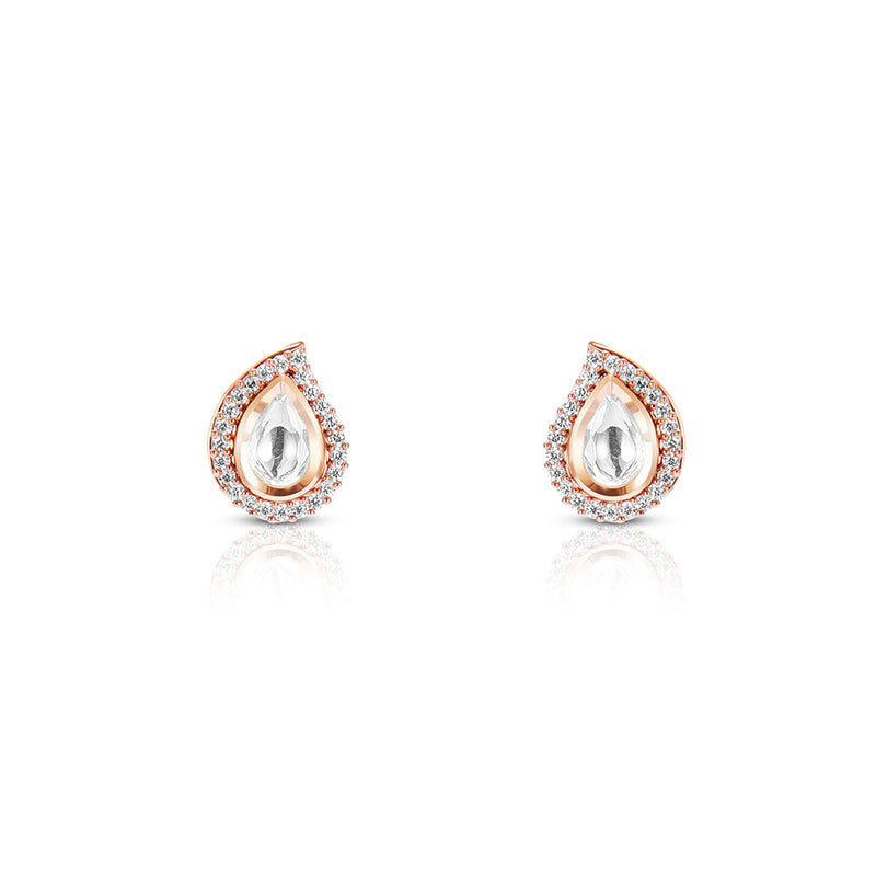 Nipura Rosegold Studded Paisley earrings