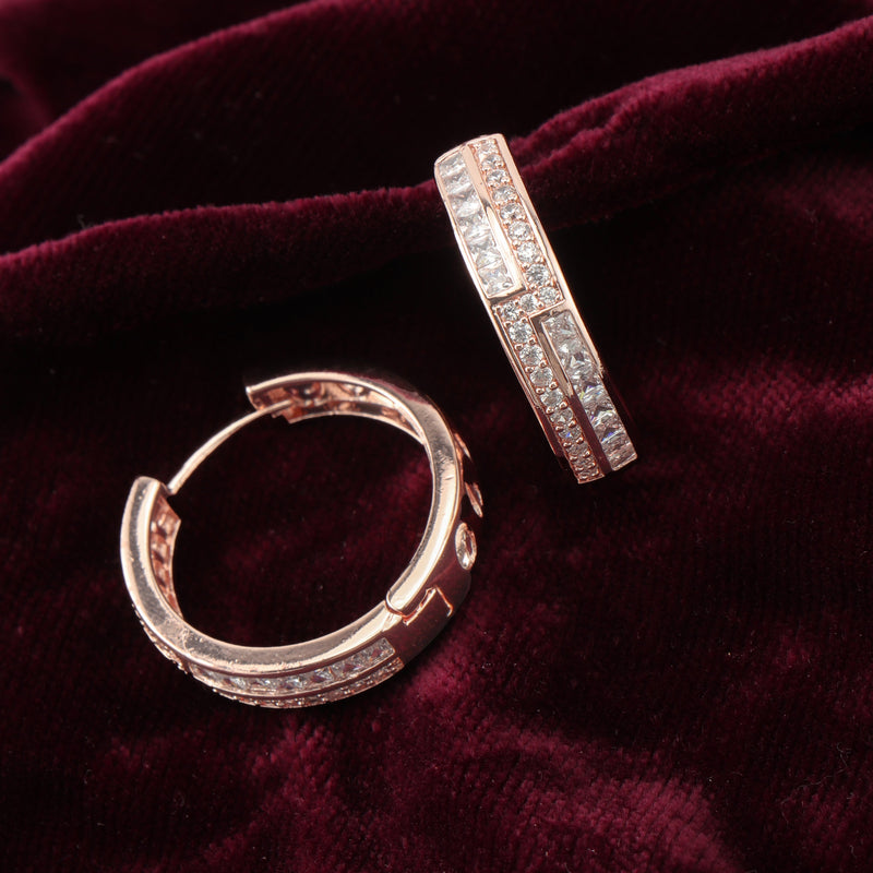 Nipura Rosegold Zircon Bold Statment Hoops