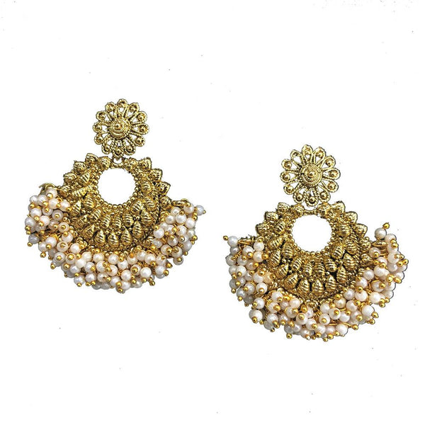 Shreeji Gold Plated Pearl Dangler Earrings - SE_386