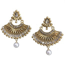 Shreeji White Austrian Stone Gold Plated Dangler Earrings - SE_683