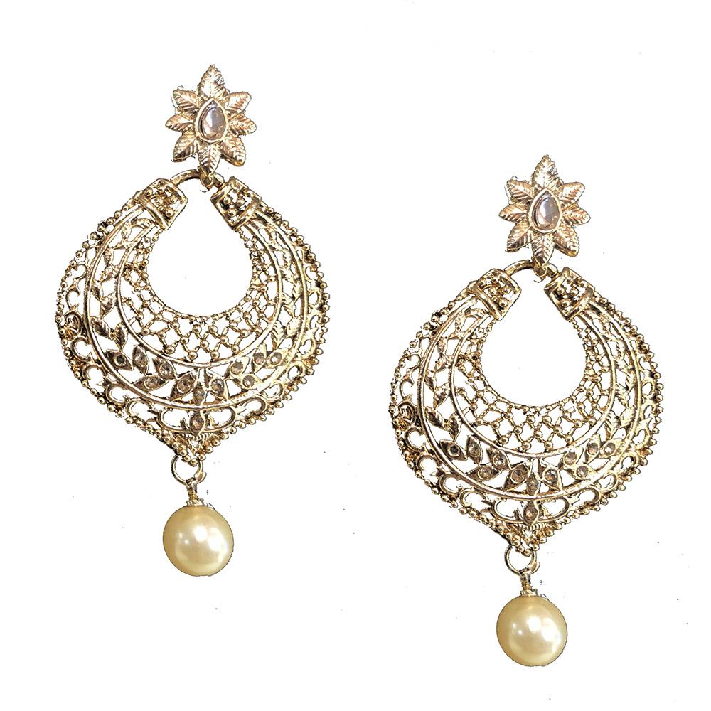 Shreeji Brown Austrian Stone Gold Plated Dangler Earrings - SE_738