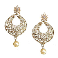 Shreeji Brown Austrian Stone Gold Plated Dangler Earrings - SE_738 -1