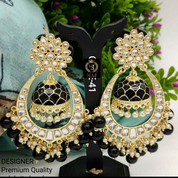 Sai Fashion Gold Plated Kundan And Meenakari Designer Dangler Earrings