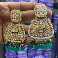 Sai Fashion Gold Plated Kundan And Beads Designer Dangler Earrings