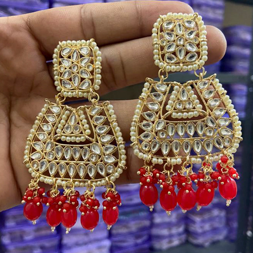 Sai Fashion Gold Plated Kundan And Beads Designer Dangler Earrings