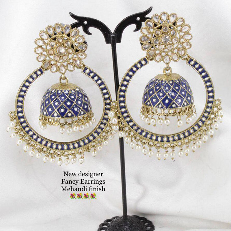 Sai Fashion Mehandi Finish Kundan And Meenakari Designer Dangler Earrings