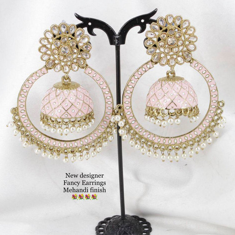 Sai Fashion Mehandi Finish Kundan And Meenakari Designer Dangler Earrings