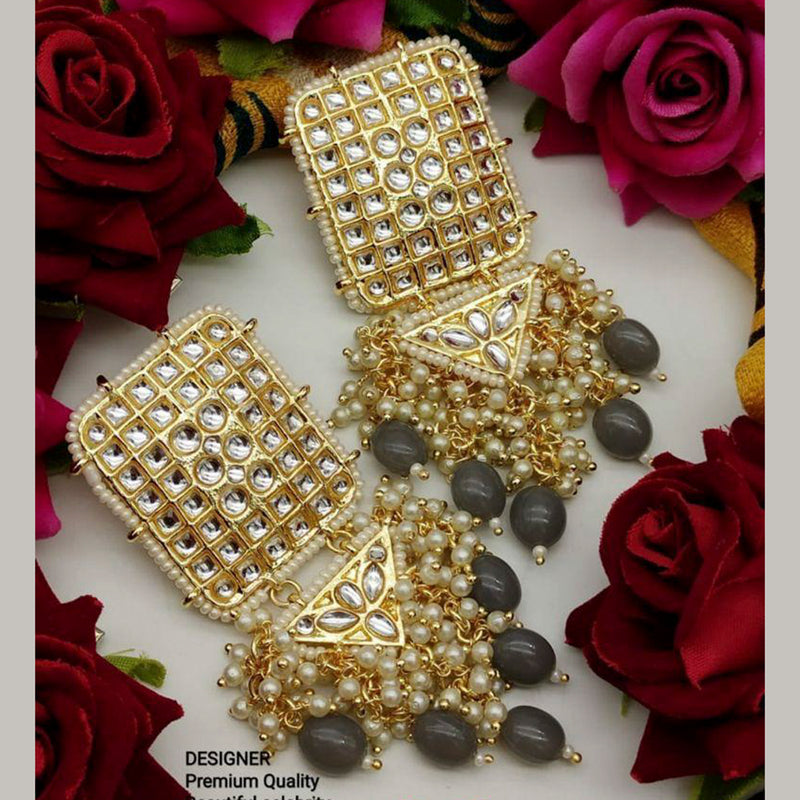 Sai Fashion Gold Plated Kundan Stone & Beads Dangler Earrings