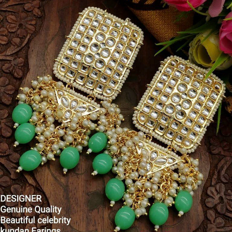 Sai Fashion Gold Plated Kundan Stone & Beads Dangler Earrings