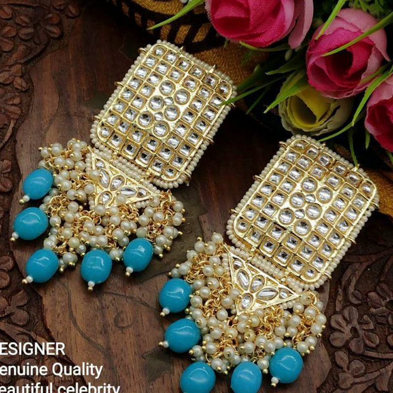 Sai Fashion Gold Plated Kundan Stone & Beads Dangler Earrings