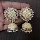 Sai Fashion Gold Plated Kundan Stone & Meenakari Jhumki Earrings