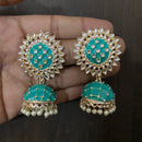 Sai Fashion Gold Plated Kundan Stone & Meenakari Jhumki Earrings