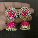 Sai Fashion Gold Plated Kundan Stone & Meenakari Jhumki Earrings