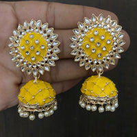 Sai Fashion Gold Plated Kundan Stone & Meenakari Jhumki Earrings