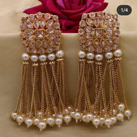 Sai Fashion Gold Plated Ad Stone Dangler Earrings