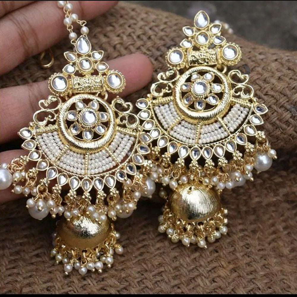 Sai Fashion Gold & Silver Plated Kundan Stone And Pearl Designer Jhumki  Earrings