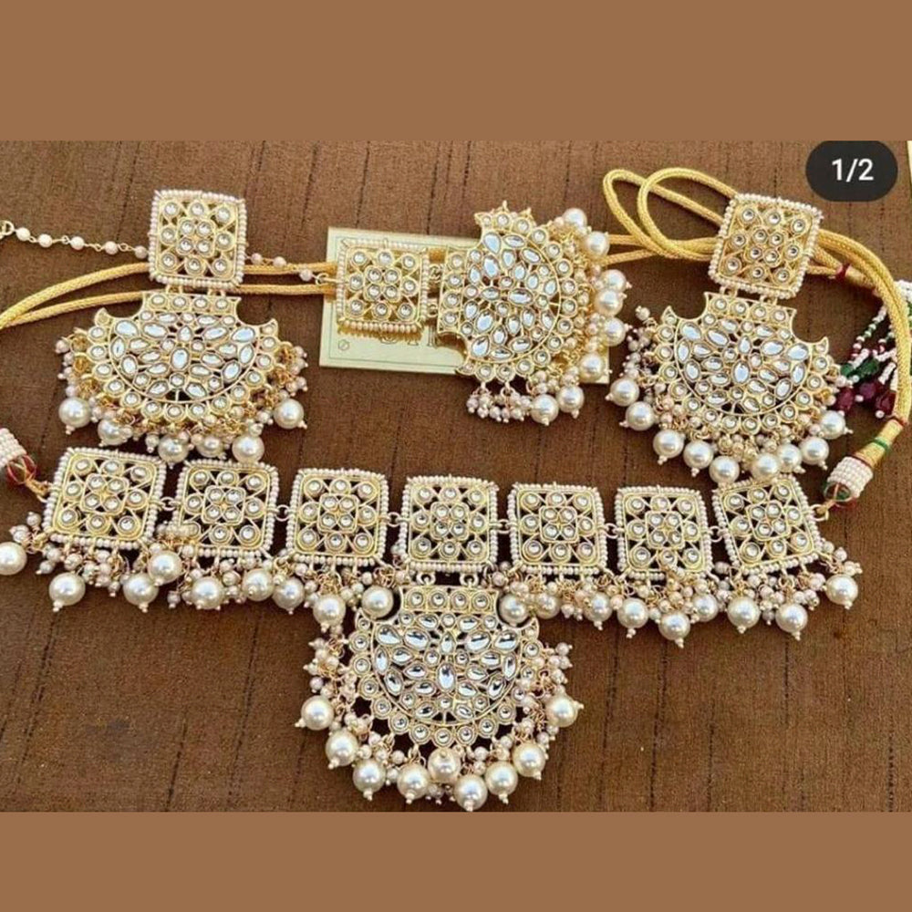 Sai Fashion Gold Plated White Kundan Necklace Set