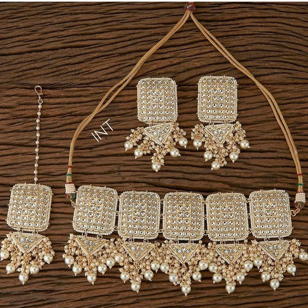 Sai Fashion Gold Plated White Kundan Necklace Set