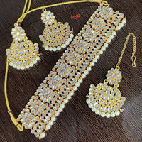 Sai Fashion Gold Plated Pota Kundan Stone And Pearl Necklace Set
