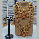 Sai Fashion Gold Plated Green & Pink Pota Stone Bridal Set