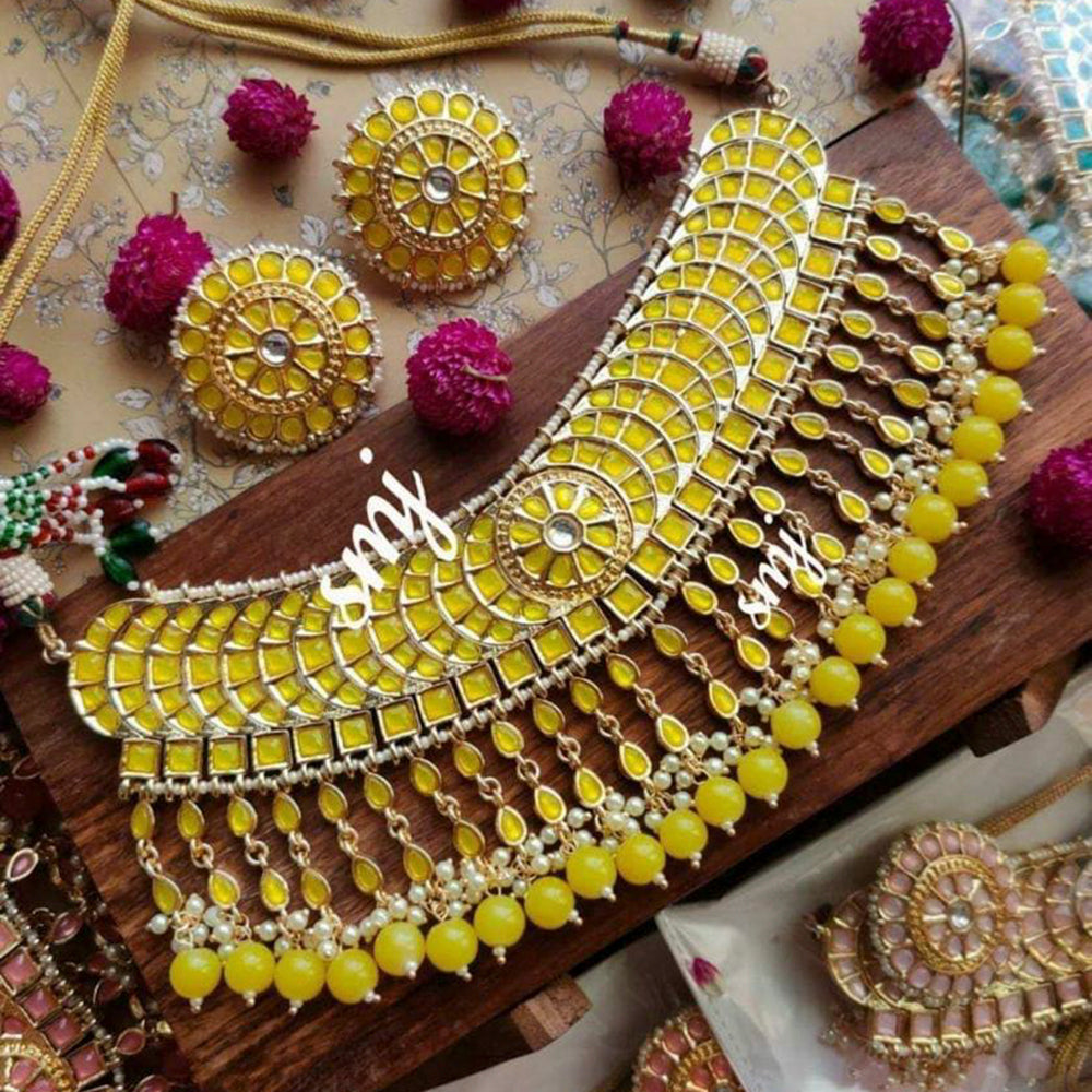 Sai Fashion Gold Plated Kundan Stone & Beads Necklace Set