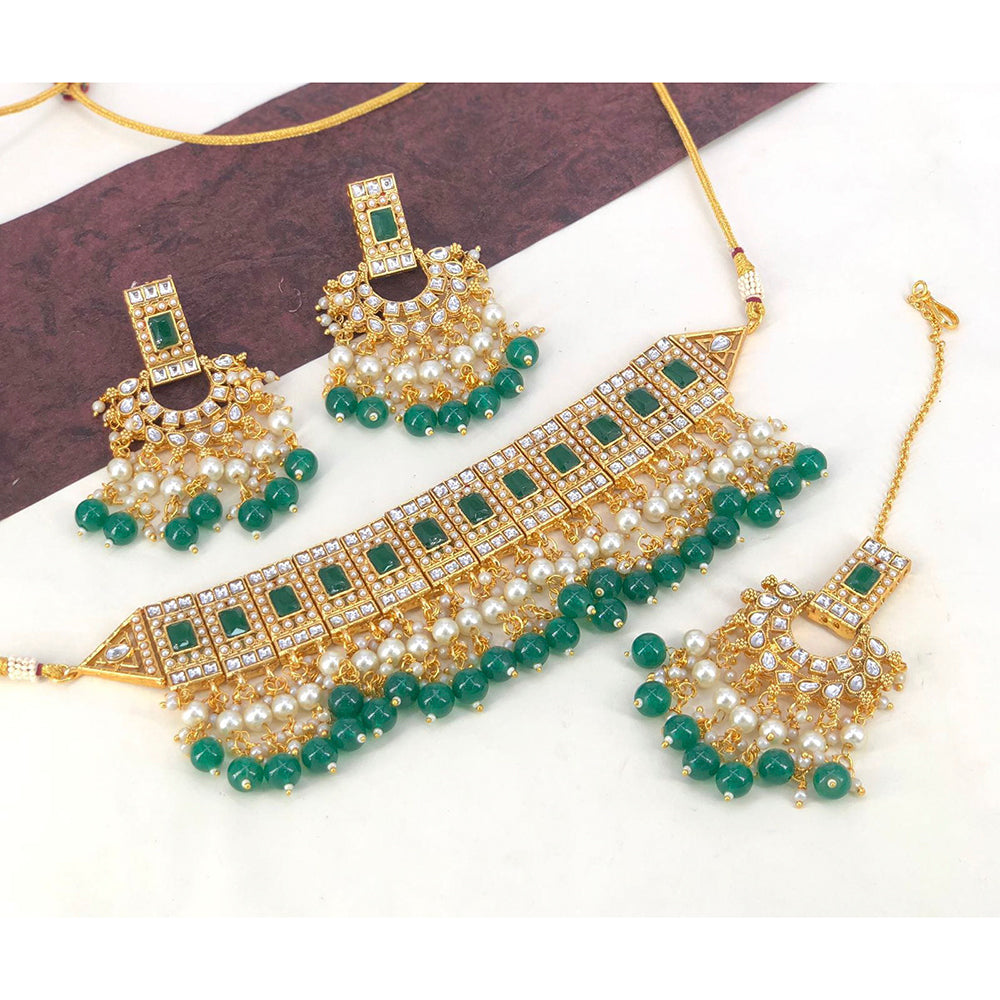 Sai Fashion Gold Plated Kundan And Beads Necklace Set