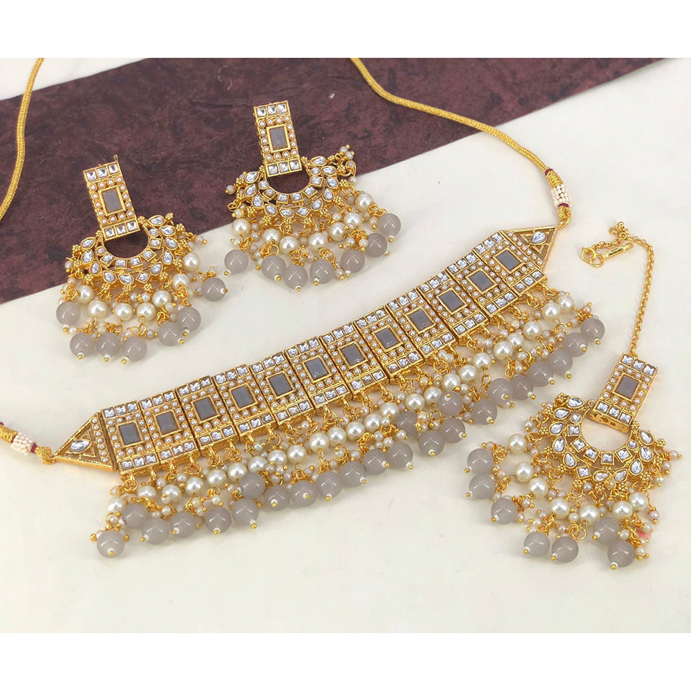 Sai Fashion Gold Plated Kundan And Beads Necklace Set